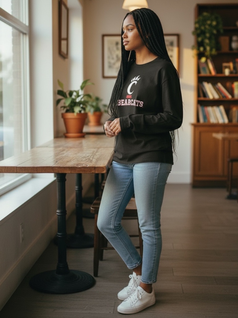 Alternative Apparel Black Cincinnati Bearcats Graphic Crewneck Tunic- Women L